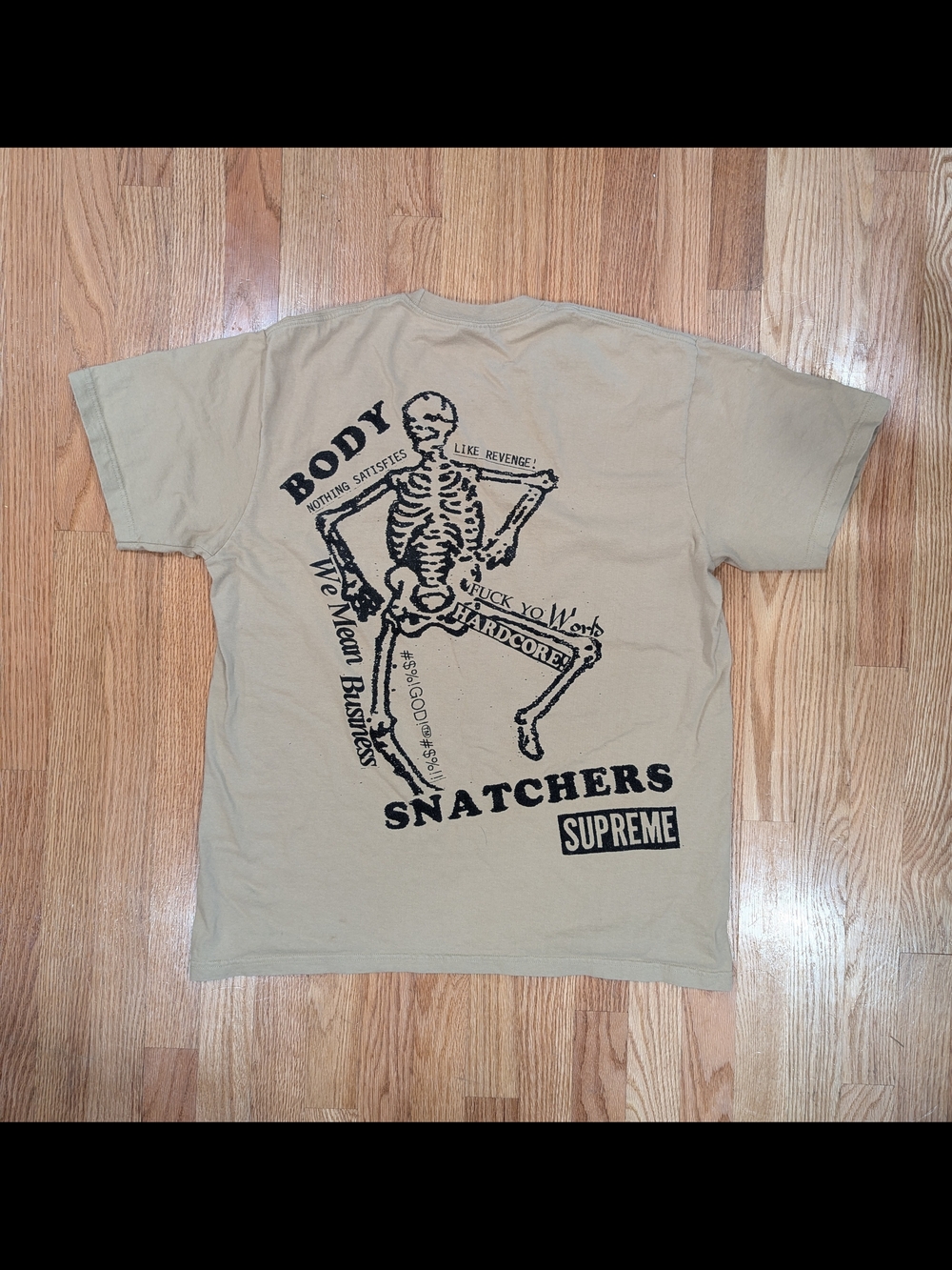 Supreme Body Snatchers Skeleton Graphic Tee - Tan/Black Size Large